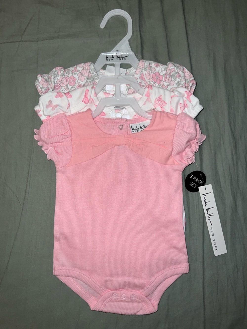 Nicole Miller Pink Baby One-Piece Bodysuit - 3 Pack